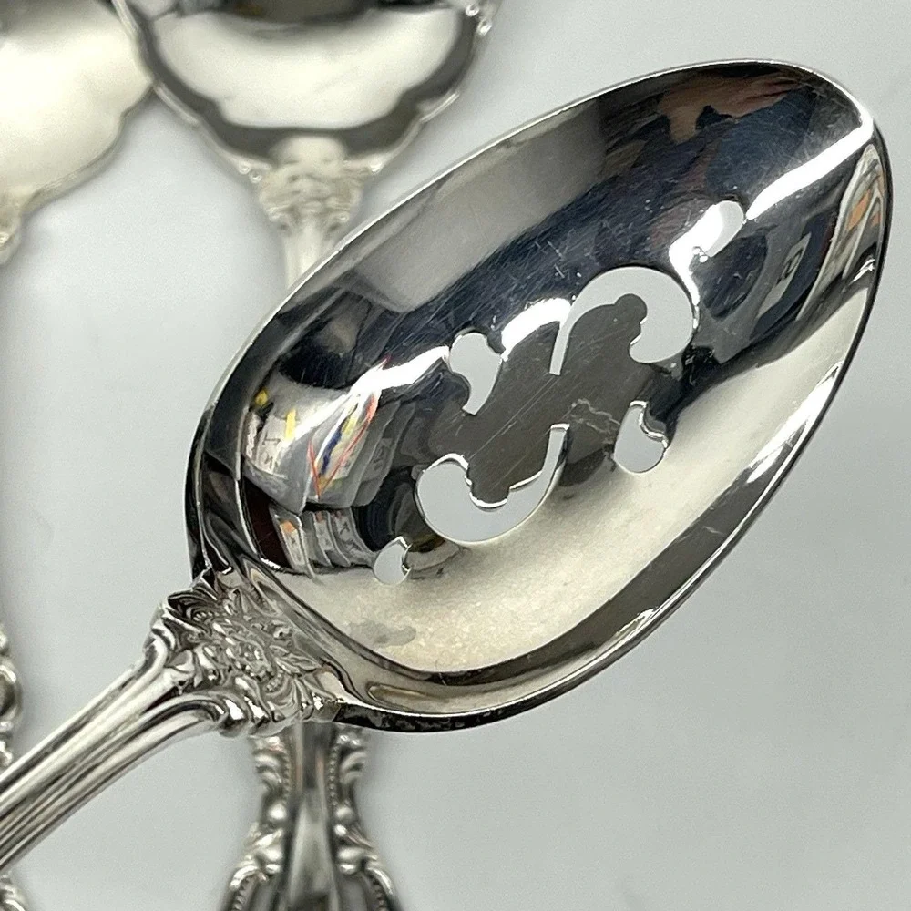 EP SS Japan Silver Plate Flatware 6 Piece Serving Set Romantic Rose Pattern Vtg.